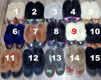 Women's slippers , moccasins sheepskin wool size UK 5 - 6 - 7 - 8