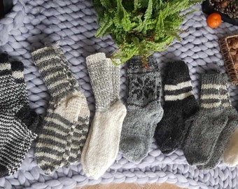 Sheep wool socks, handmade socks, natural wool,one size 6-9 UK Unisex...