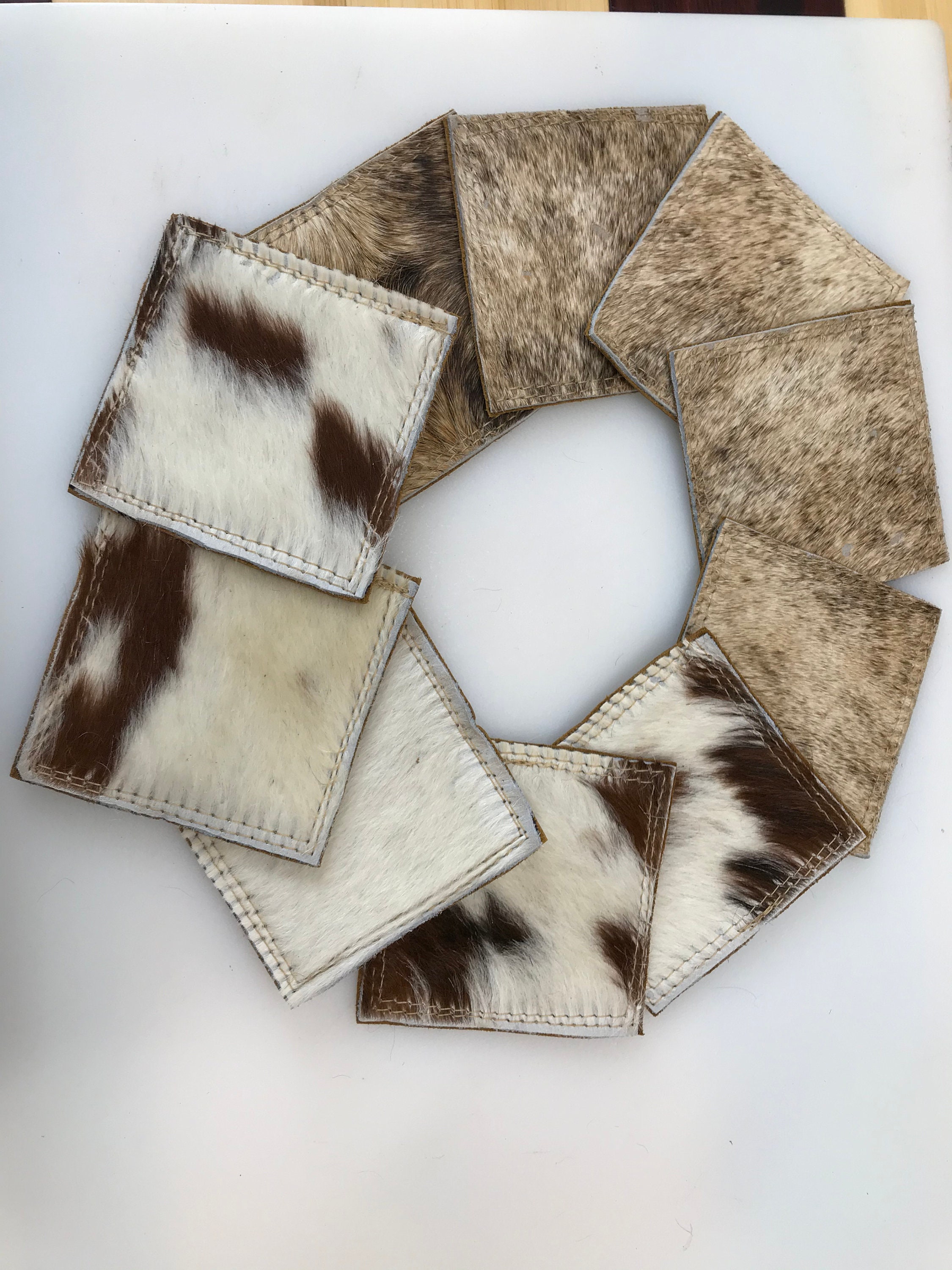 Cowhide Coasters Cowhide e Leather Coasters Coasters in Etsy