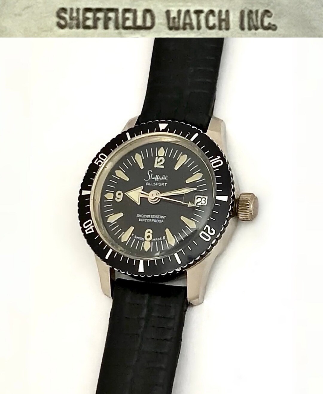 Vintage 1960s Sheffield All Sport Ladies Swiss Mechanical Diver Watch