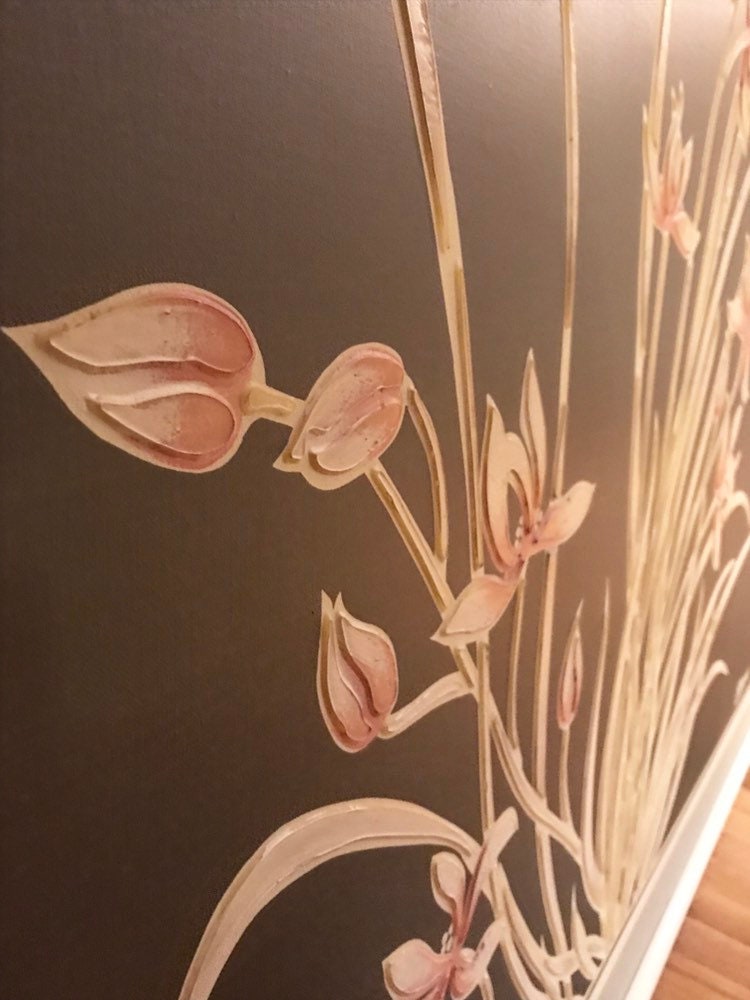 Antique Vintage Letterman Large Canvas Oil Painting Flowers Etsy