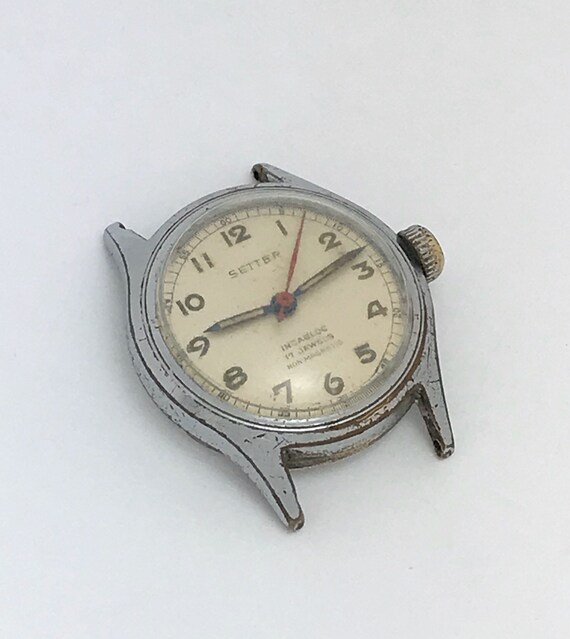 Vintage 1940s Louvic Setter Incabloc Mens Swiss W… - image 2