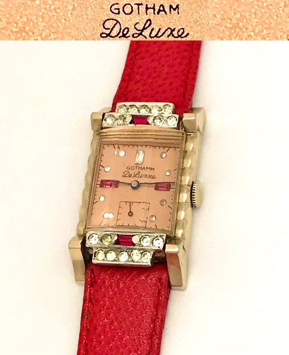 Vintage 1940s Art Deco Gotham Deluxe Swiss ETA Me… - image 1