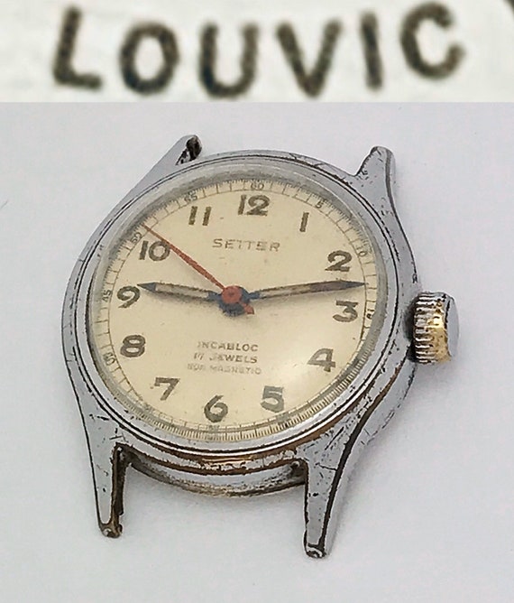 Vintage 1940s Louvic Setter Incabloc Mens Swiss W… - image 1