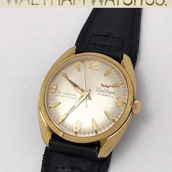Vintage 1960s Waltham 21j Self Winding Shock Resisting Mens Wristwatch FB 194