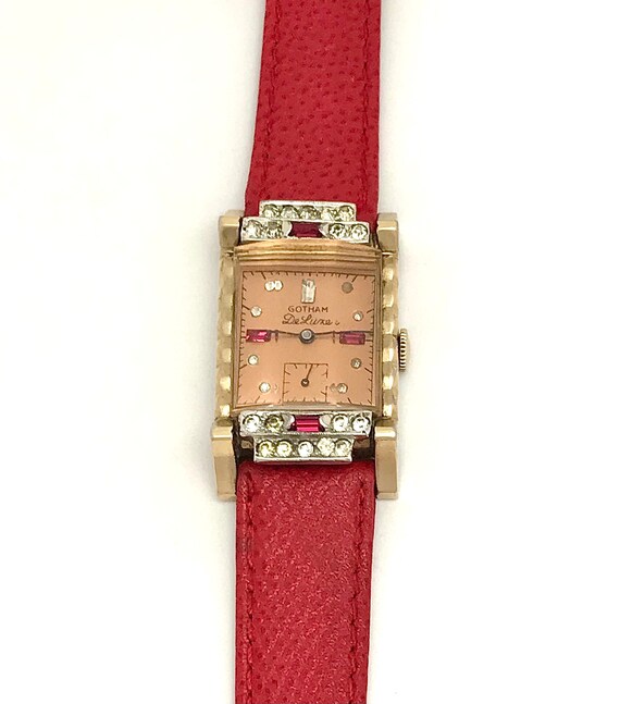 Vintage 1940s Art Deco Gotham Deluxe Swiss ETA Me… - image 2