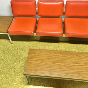 Vintage Mid Century Modern United Chair Industrial Steel Tandem Sofa & Table Set MCM Eames Era pickup only image 4