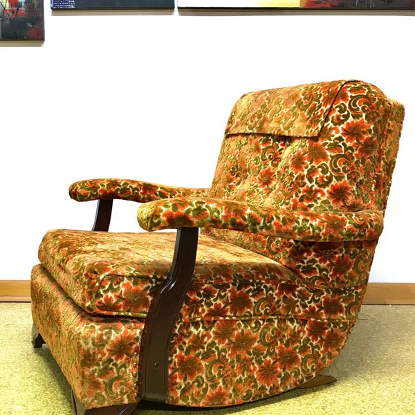 Vintage Mid Century Modern Retro Floral Velvet Lounge Chair mcm 50s 60s Pearsall Style *****Local Pickup Only***