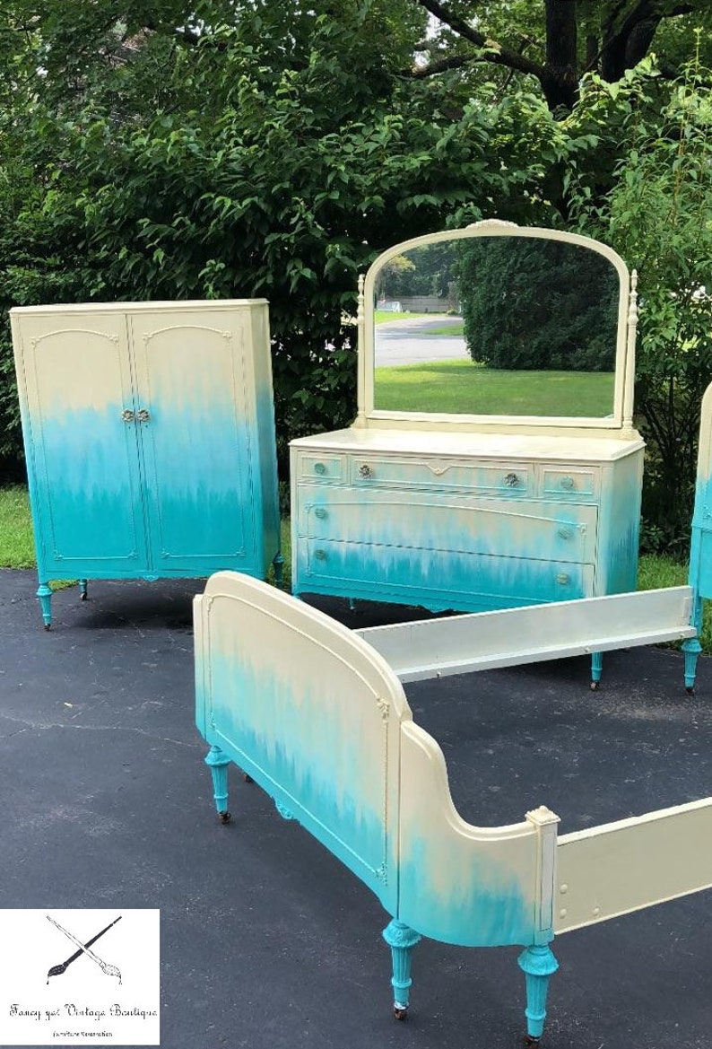 Bohemian Dresser Ombre Dresser Painted By Hand Vintage Etsy