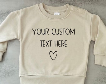 Personalised baby jumper, custom kids sweater, create your own sweatshirt, fleece childrens top, toddler birthday outfit, baby shower gift