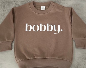 Personalised Baby Name Jumper | Custom Kids Sweatshirt | Minimalist Toddler Pullover | Gender Neutral Baby Gift | Childcare Sweater