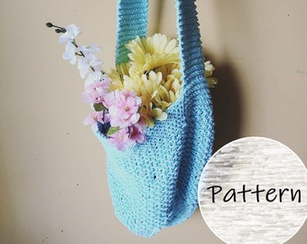 PDF DOWNLOAD ONLY, Knit Market bag Pattern, Knitted Bag Pattern, Knitted Purse Pattern, Tote Bag Knitting Pattern, Farmers Market Bag