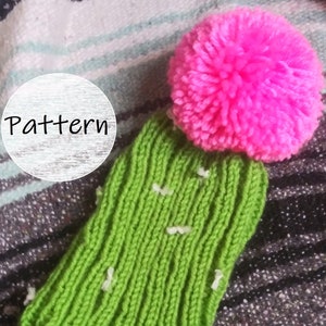 DESCARGA PDF SOLAMENTE, Patrón de gorro de cactus de punto, Patrón de tejido, Patrón de bebé de punto, Patrón de niños de punto, Patrón de adulto de punto, Gorro de punto