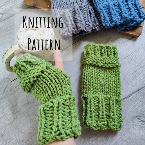 Beginner Knit Fingerless Gloves Pattern (PDF Download)