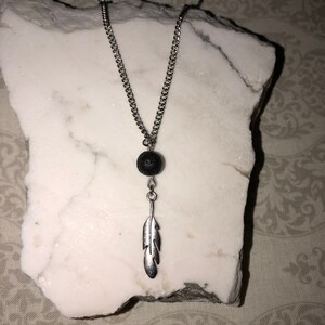 Feather Diffuser Necklace // Essential Oil Diffuser // Silver Jewelry Diffuser // Womans Necklace // Lava Bead Diffuser Necklace//Feathers
