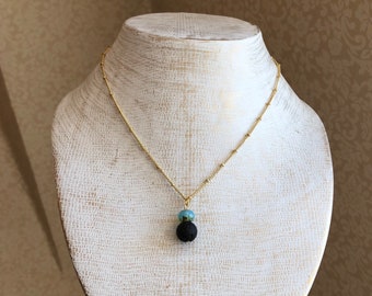 Two Stone Diffuser Necklace // Essential Oil Diffuser // Jewelry Diffuser // Lava Bead Diffuser Necklace // Holistic Jewelry