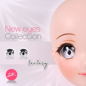Fantasy GLASS Smart Doll Eyes &quot;SILVER&quot; Anime doll eyes, doll eyes replacement,Doll of a Kind, Fit BJD, Dollifie and similar
