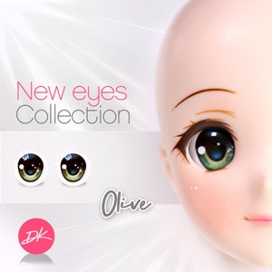 SemiI Real GLASS Smart Doll Eyes &quot;Olive&quot; Anime doll eyes, doll eyes replacement,Doll of a Kind, Fit BJD, Dollifie and similar