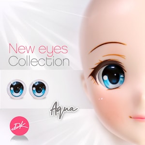 SemiI Real GLASS Smart Doll Eyes &quot;AQUA&quot; Anime doll eyes, doll eyes replacement,Doll of a Kind, Fit BJD, Dollifie and similar