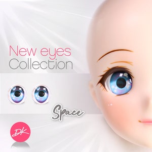 Fantasy GLASS Smart Doll Eyes "Space" Anime doll eyes, doll eyes replacement,Doll of a Kind, Fit BJD, Dollifie and similar
