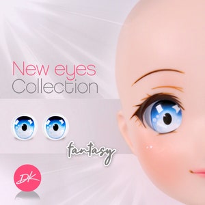 Fantasy GLASS Smart Doll Eyes &quot;Light Blue&quot; Anime doll eyes, doll eyes replacement,Doll of a Kind, Fit BJD, Dollifie and similar