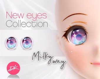 Fantasy GLASS Smart Doll Eyes &quot;Milky Way&quot; Anime doll eyes, doll eyes replacement,Doll of a Kind, Fit BJD, Dollifie and similar