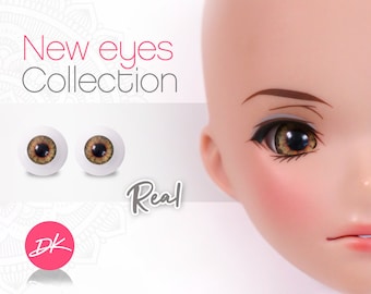 Real Smart Doll Eyes &quot;AMBER&quot; realistic doll eyes, doll eyes replacement, 14mm,16mm,18mm,20mm Doll of a Kind, Fit BJD, SD Semireal & Anime