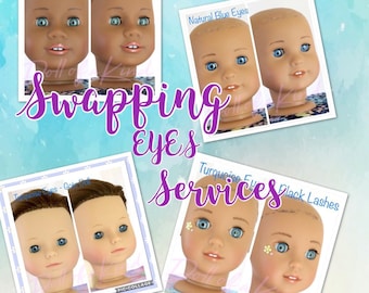 Swapping Doll Eyes Services for you - Send us your Head doll to swap the eyes for you. Shipping back to you cost back to you included in fee
