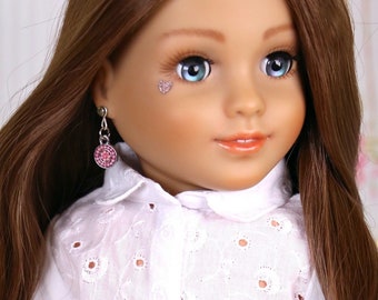 Boucles d'oreilles en argent avec gemme pour poupée américaine - Gemme rose - Convient à la plupart des modèles de 14 pouces 15 pouces, 16 pouces, 18 pouces, 20 pouces et plus. OG -Disney- AG - Wellie Wisher-Gotz
