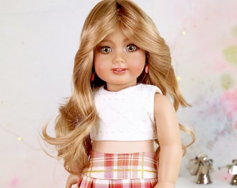 Custom 18inch Doll Wigs |Jill Strawberry Blonde Modacrylic wig replacement|11-12 Head Size Fit 18’’American Doll AG Dolls OG Blythe