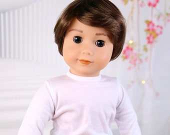Custom 18inch Doll Wig  Paco Brown l Premium Modacrylic wig with partial wig cap replacement 11-12 Size Fit 18’’American Doll OG Bitty