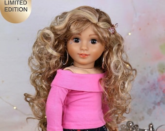 Custom 18inch Doll Wig BLAKE GINGER BLONDE l Premium Modacrylic wig replacement 11-12 Size Doll Of A Kind Fit 18’’American Doll  Blythe