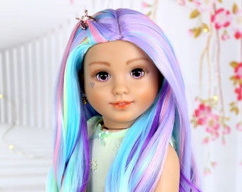 Custom 18 Inch doll Wig  PASTEL RAINBOW 2.0 18inch doll Wig  Doll Of A Kind, 10-11 Head Size, Fit 18’’Dolls OG Blythe Gotz Madame