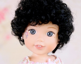 14" Doll Curly Black Modacrylic wig Heart 4 Heart Wig  Doll of a Kind fits most doll with 9''head Paola Reina-BJD-RRFF-Smart Doll