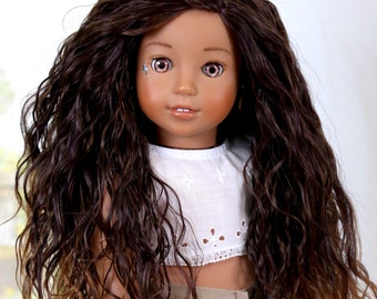 Custom American doll wig Cocoa Caramel Dye ombre doll wig Doll of a Kind 10-11 inch doll wig fit Gotz OG doll Blythe my life