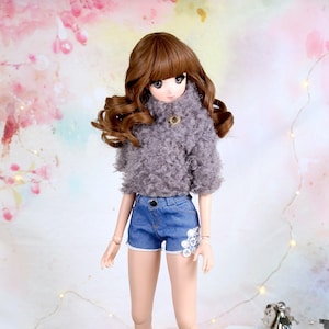 Suéter sin mangas con cuello alto 2 en 1 para muñecas inteligentes con protector de piernas SD, protector de piernas para muñecas, apto para BJD, Dollfie o similar, jeans para muñecas