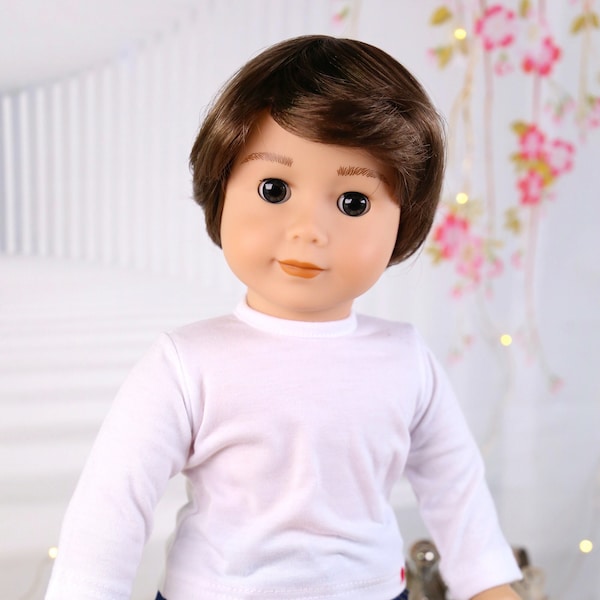 Custom 18inch Doll Wig  Paco Brown l Premium Modacrylic wig with partial wig cap replacement 11-12 Size Fit 18’’American Doll OG Bitty