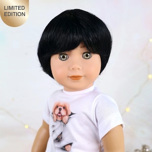 Custom 18inch Doll Wig  Paco Black l Premium Modacrylic wig with partial wig cap replacement 11-12 Size Fit 18’’American Doll OG Bitty