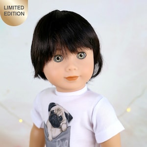 Custom 18inch Doll Wig Coqui Dark Brown l Premium Modacrylic wig with partial wig cap replacement 11-12 Size Fit 18’’American Doll OG Bitty