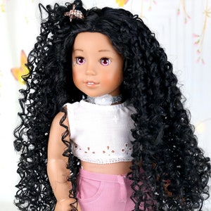 Custom 18 Inch doll Wig |Sweet Ebony curly 18inch doll wig|Doll Of A Kind |10-11 Head Size|Fit 18’’American Dolls OG Blythe Gotz Madame