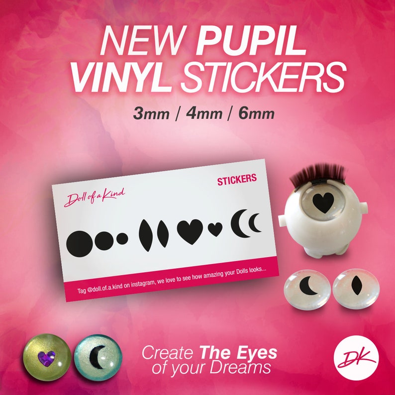 Top Pupil Sticker Pupil Vinyl Sticker for Blank Eyes - Fits Most 18'' Doll American Doll ...