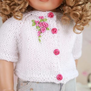 American Doll White Crochet sweater fit most 18 inch doll Gotz Journey Our Generation My life