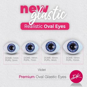 Glastic ovale poppenogen violet - realistische vervanging poppenogen 11, 14, 16 en 19 mm| Reborn Eyes|BJD Eyes|Wellie Eyes|RRFF-ogen|Toys eye