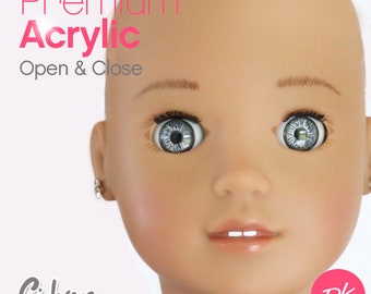 Yeux de rechange en argent pour poupée American Doll AG - Convient à la plupart des poupées de 18 pouces - Poupée Gotz Our Generation Yeux clignotants
