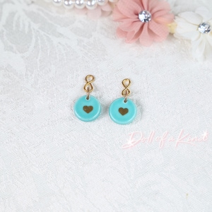 American Doll Earrings Teal Heart - Fits most 14&#39;&#39; 15&#39;&#39;, 16&#39;&#39;, 18&#39;&#39;, 20&quot; and more. Our Generation- Disney Animator - Wellie Wisher - Gotz