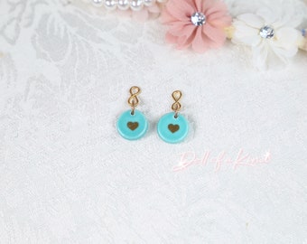 American Doll Earrings Teal Heart - Fits most 14'' 15'', 16'', 18'', 20" and more. Our Generation- Disney Animator - Wellie Wisher - Gotz