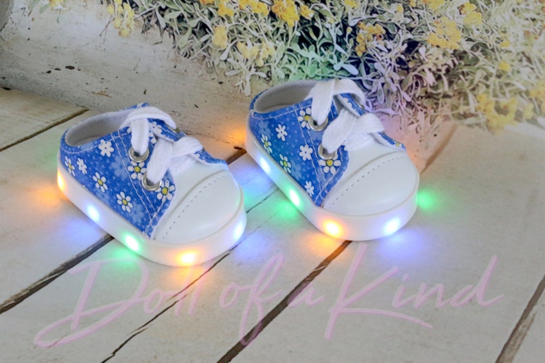 LIGHT UP SHOES for 18 Dolls Daisies Blues No Heel Etsy