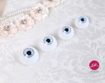 Ojos de muñeca realistas Glastic Round Doll Eyes Gris Blanco reemplazo de ojos de muñeca 18, 20, 22, 24 mm, Ojos Reborn, Ojos BJD, Ojos artesanales, ojos de juguete