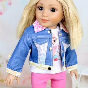 AG Doll Printed Jean Jacket  fit most 18 inch doll 18 inch doll clothing Doll of a kind Gotz Journey Our Generation My life