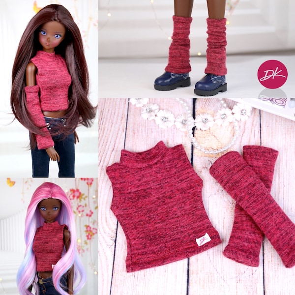 Smart Doll 3in1 Turtle Neck Sleeveless Pullover with Leg/Arms Wormer SD leg Wormer, Doll of a Kind, Fit BJD, Dollfie or similar , Doll Jean